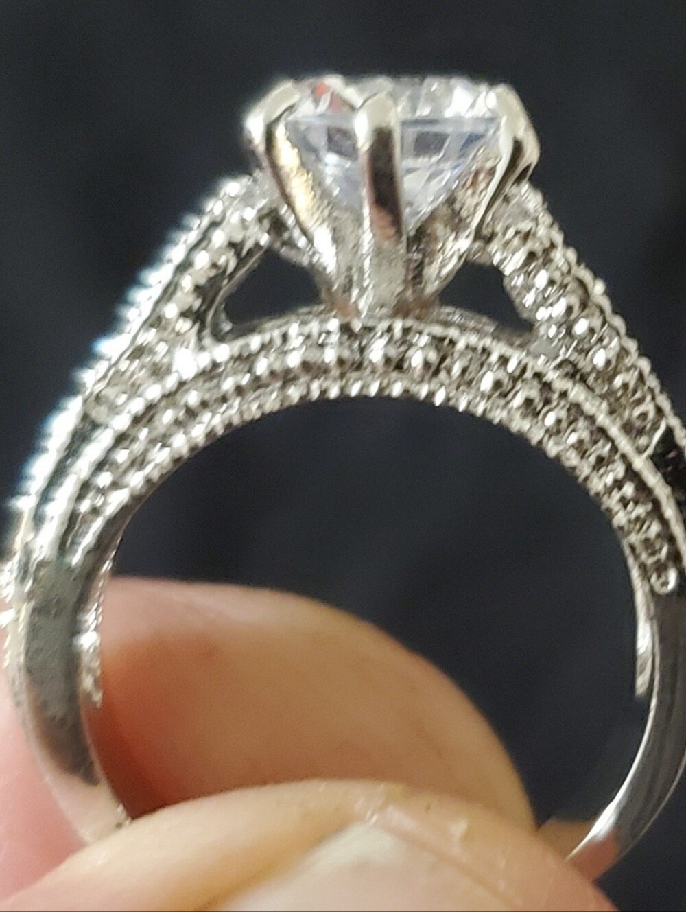 Silver Tone Clear Stone Engagement Ring - Elegant Women's Jewelry